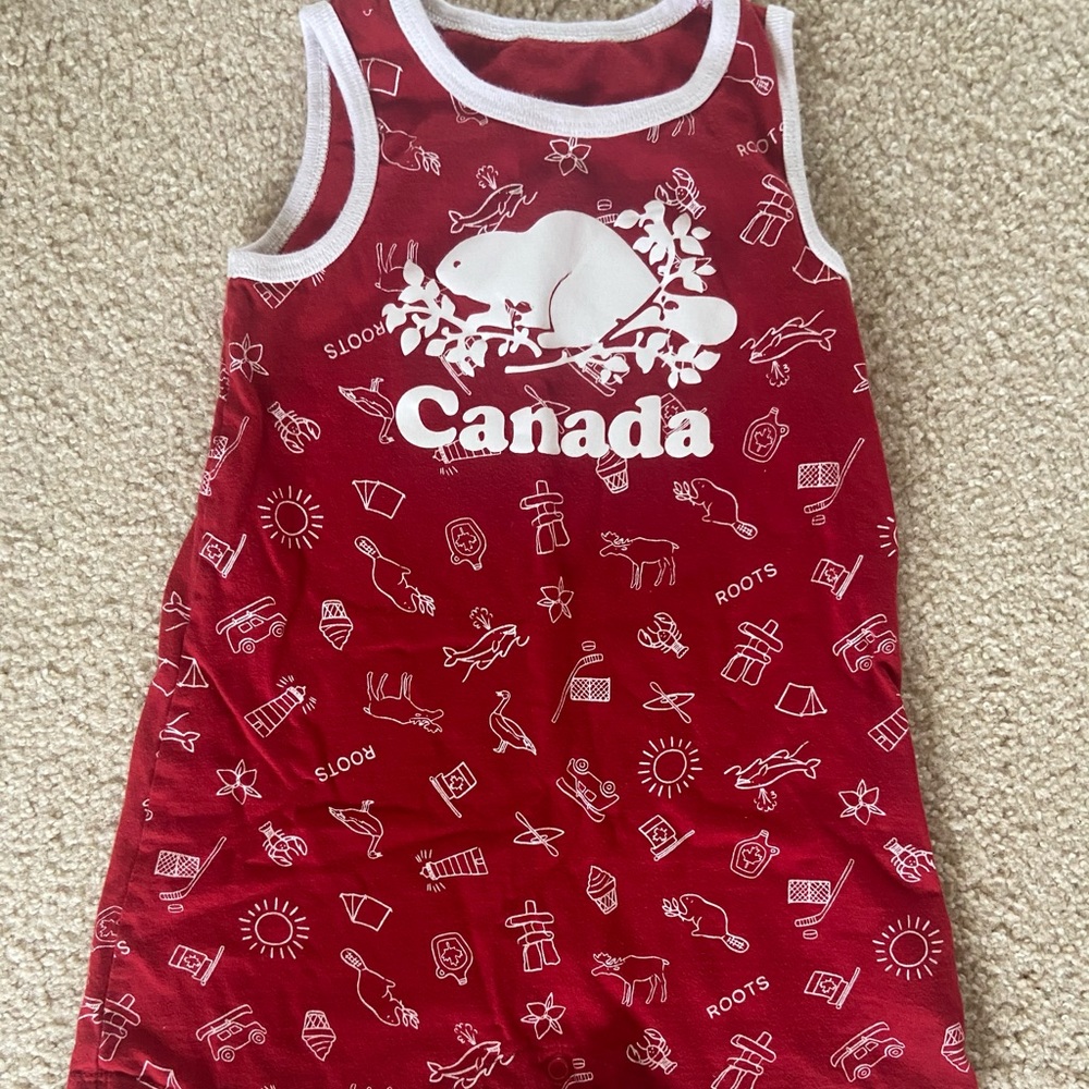 Roots Canada Red Romper for baby 9-12M